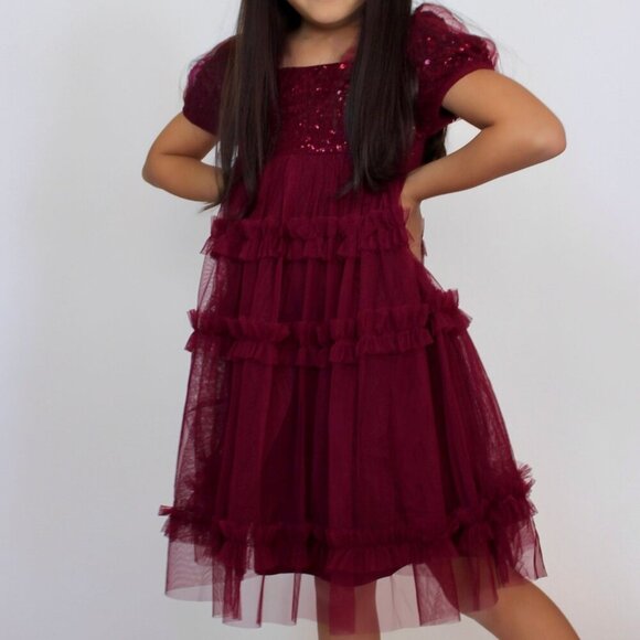 Burgundy Sequin Maya Mini Dress - Picture 1 of 2